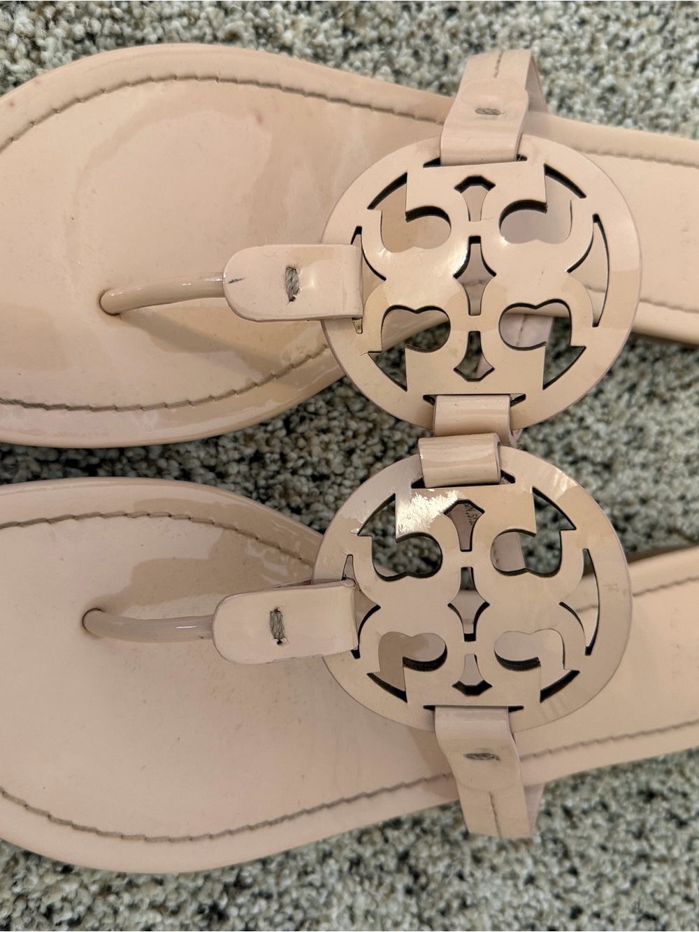 Tory Burch Blush Patent Miller Logo Thong Sandals